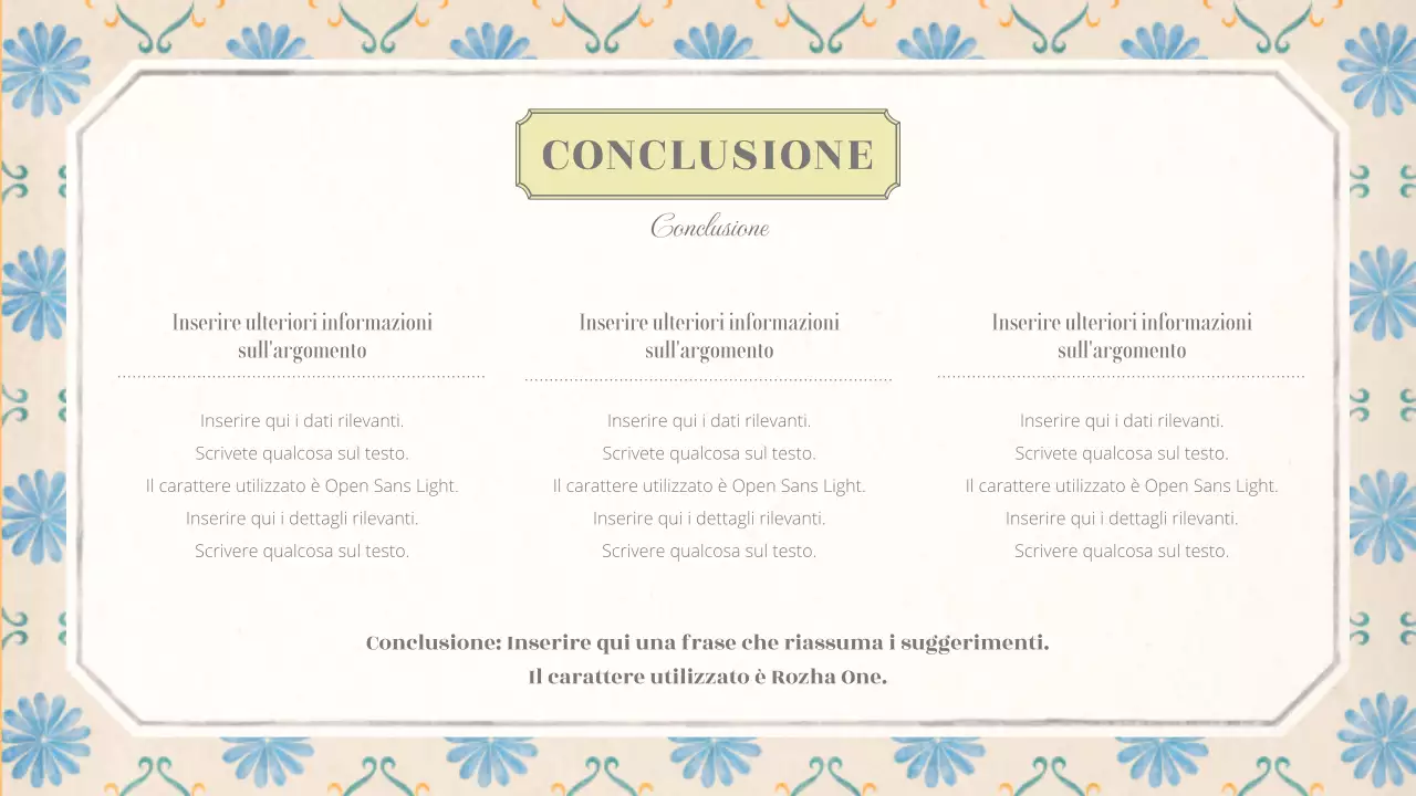 Layout concettuale emozionale di base con motivo di carta da parati vintage in beige e blu chiaro