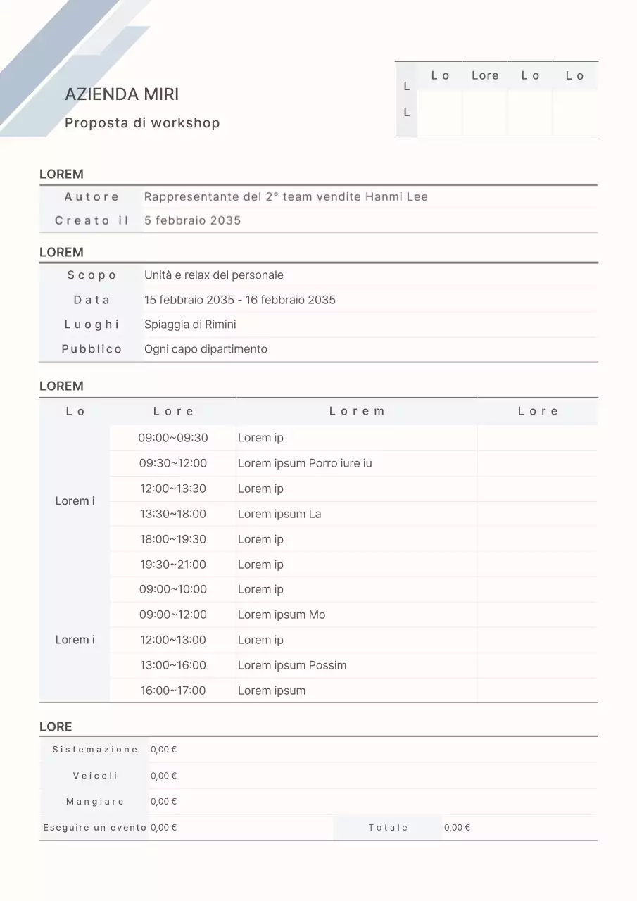 Documenti di pianificazione blu