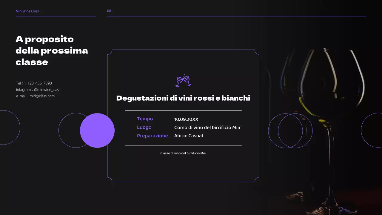 Seminario di classe sul vino e la birra nei toni del nero e del viola