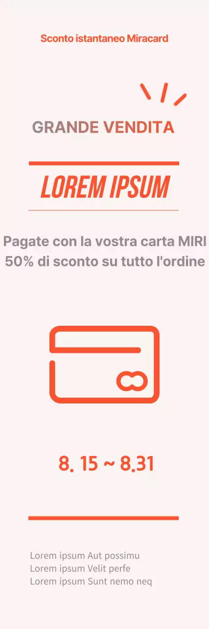 Cartolina arancione e grigia per eventi scontati banner web verticale