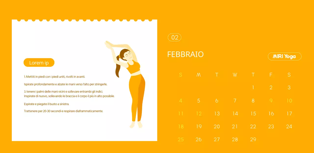 Calendari arancioni da regalare per promuovere il vostro studio di yoga