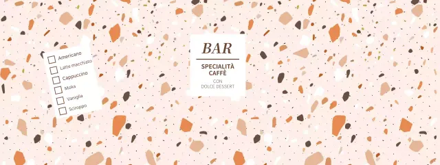 Bicchieri di carta con motivi di forme colorate per l'esposizione del menu delle bevande del caffè