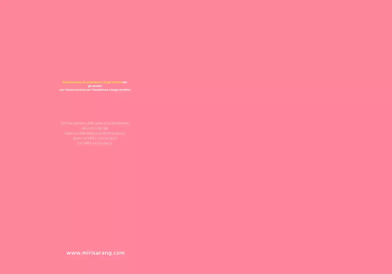 Testo e immagini semplici in rosa corallo per promuovere l'assicurazione Mirisarang.