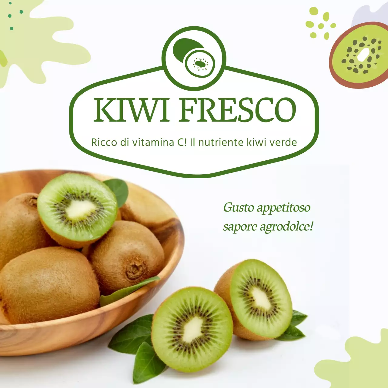 Kiwi fresco verde agrodolce Kiwi verde oro Kiwi agrodolce KIWI FRESH Illustrazione