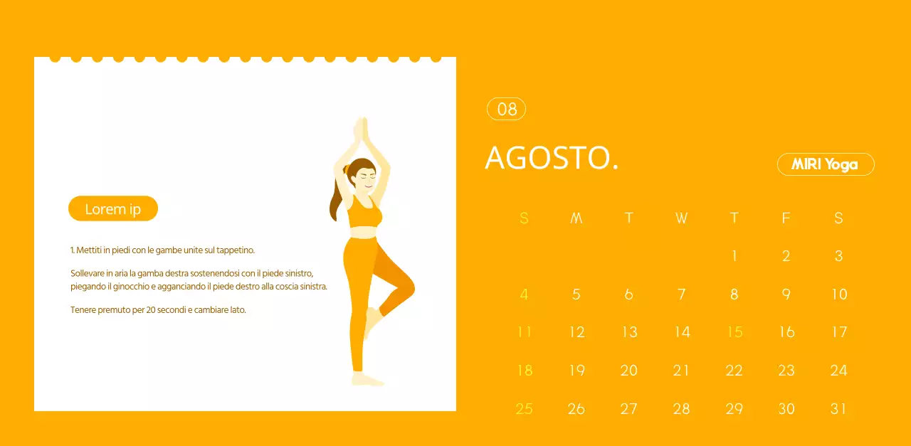 Calendari arancioni da regalare per promuovere il vostro studio di yoga