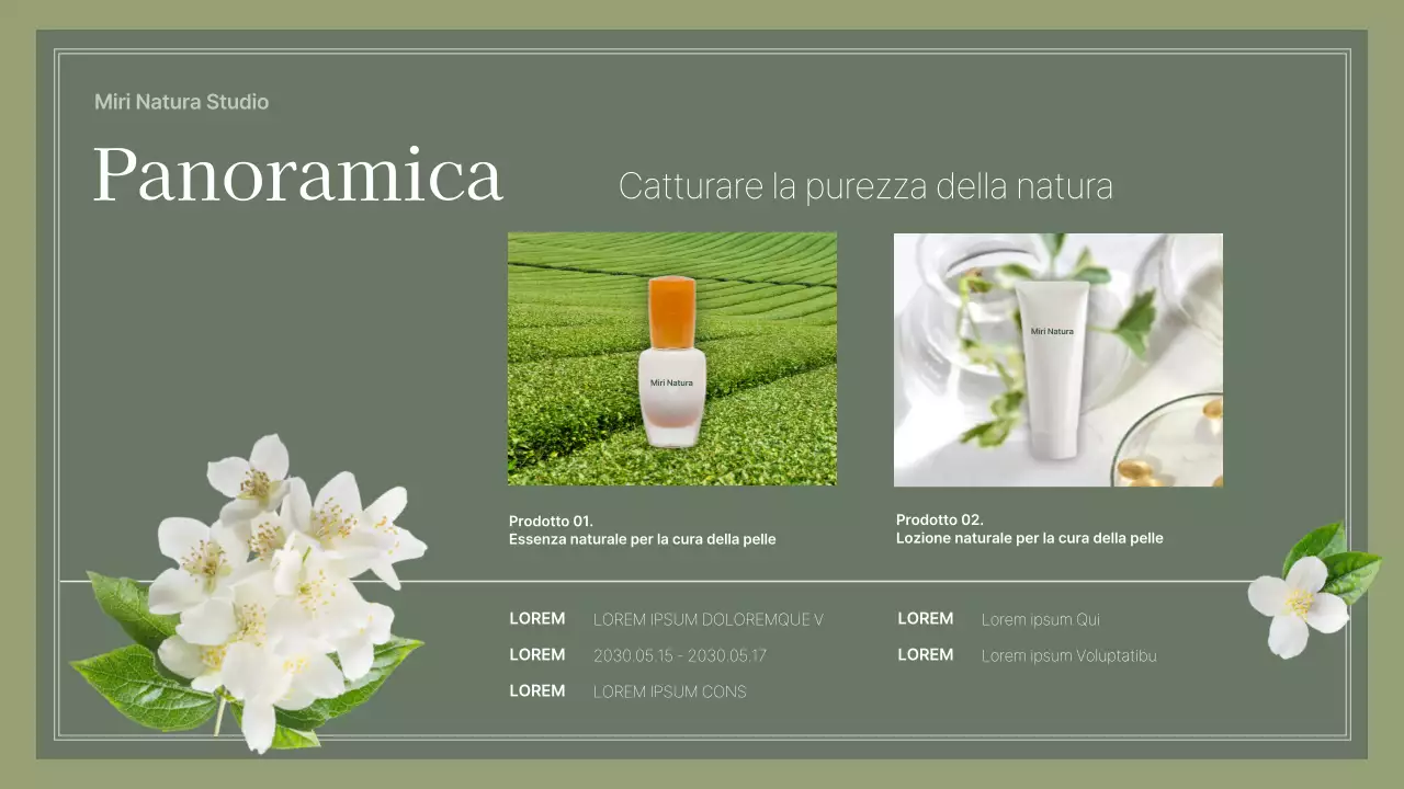 Scheda concettuale di cosmetica con tema la natura verde