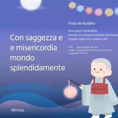 Cielo serale indaco Delicato e tranquillo monastero di Dongzhi Festival delle Lanterne del Giorno del Buddha