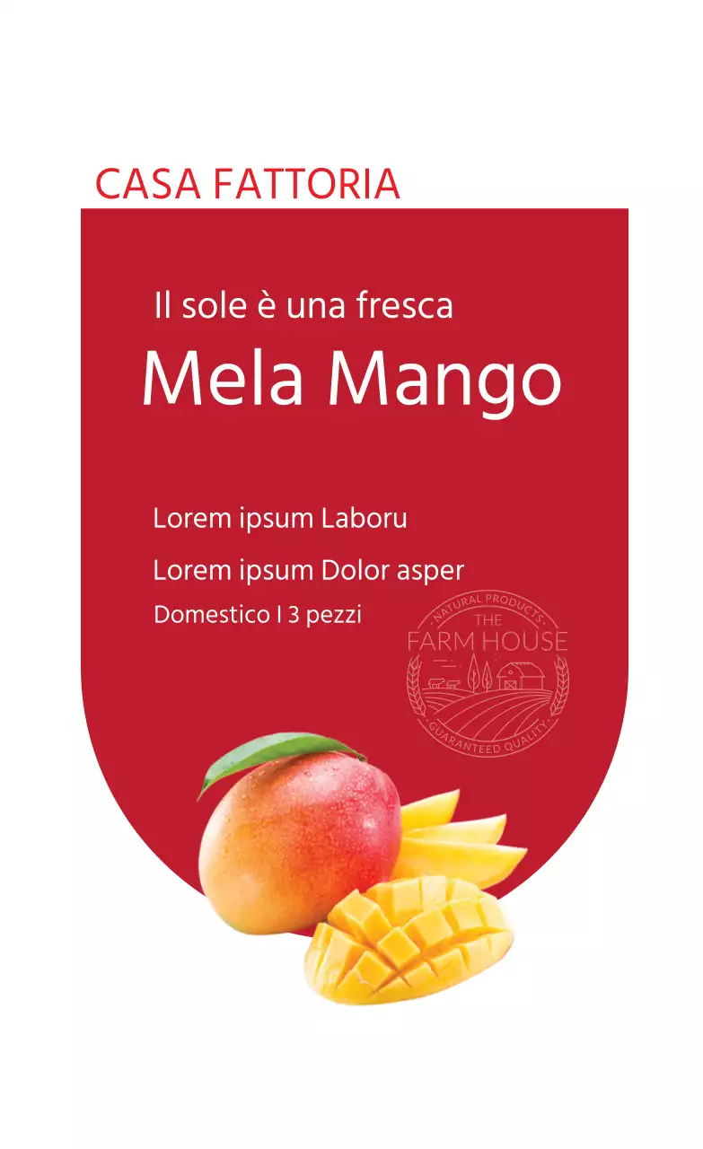 Etichetta di prodotto mela-mango