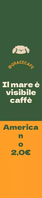 Una simpatica guida al menu e promozione in stile logo di un caffè verde e arancione.
