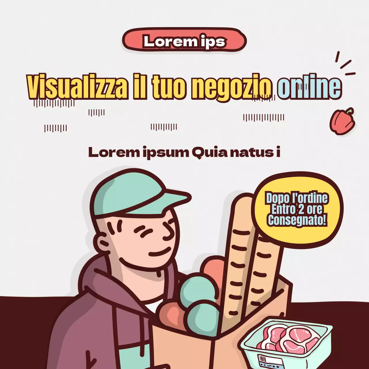 Illustrazione lineare del tema della spesa online di Brown Mint
