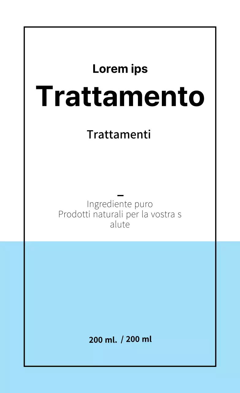 Etichetta semplice di un prodotto di bellezza con linee verde chiaro