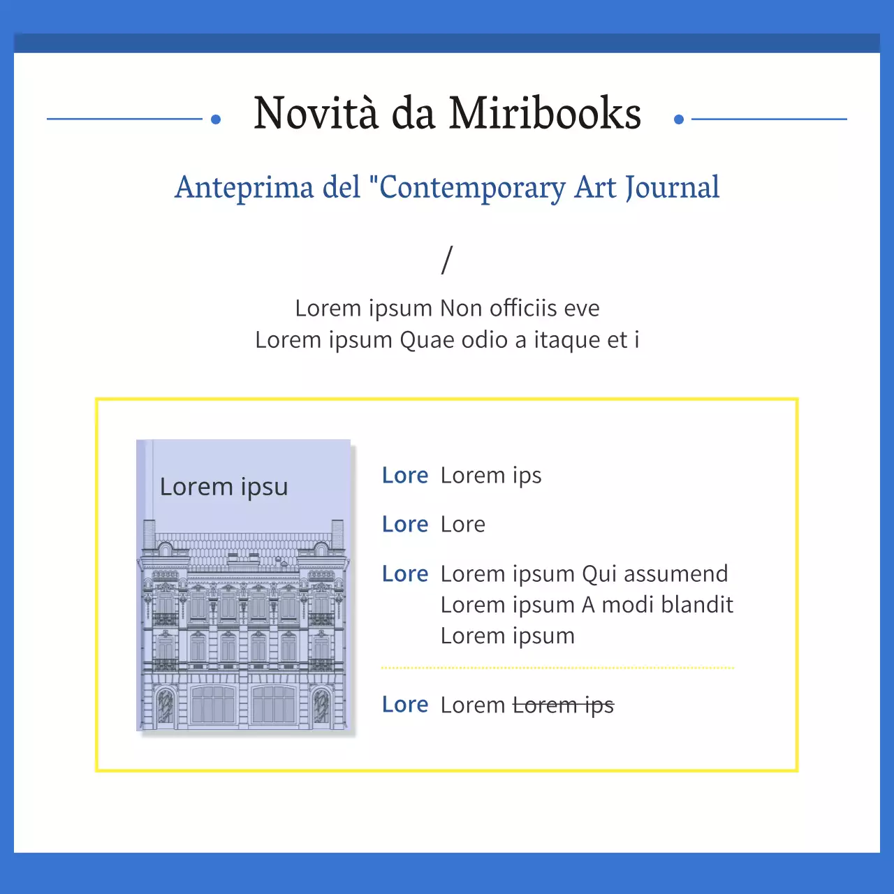 Una guida per una semplice fiera del libro in bianco e blu