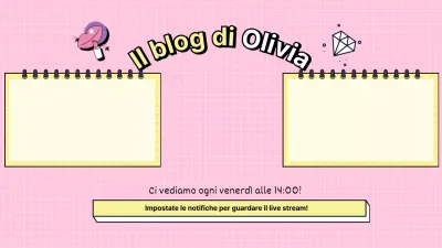 Ultima pagina di iscrizione a YouTube in una cornice di diario con sfondo a quadretti rosa