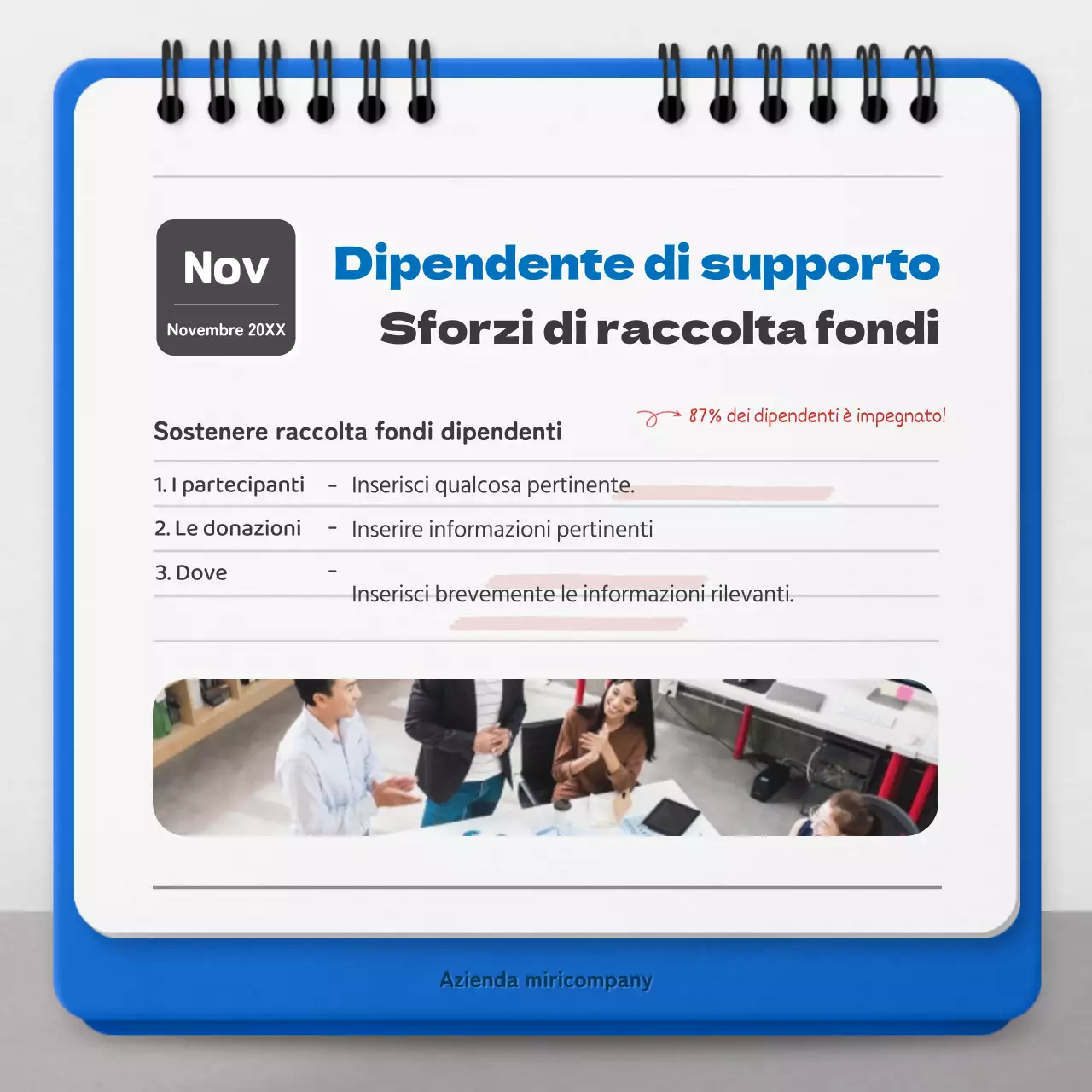 Promuovere la responsabilità sociale d'impresa con il concetto di calendario rosso e blu