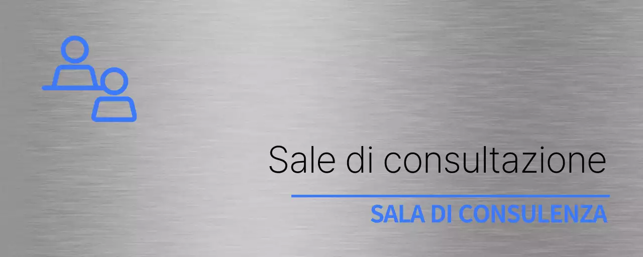 Cartellino semplice con il nome dello studio dentistico in blu e nero e un semplice pittogramma