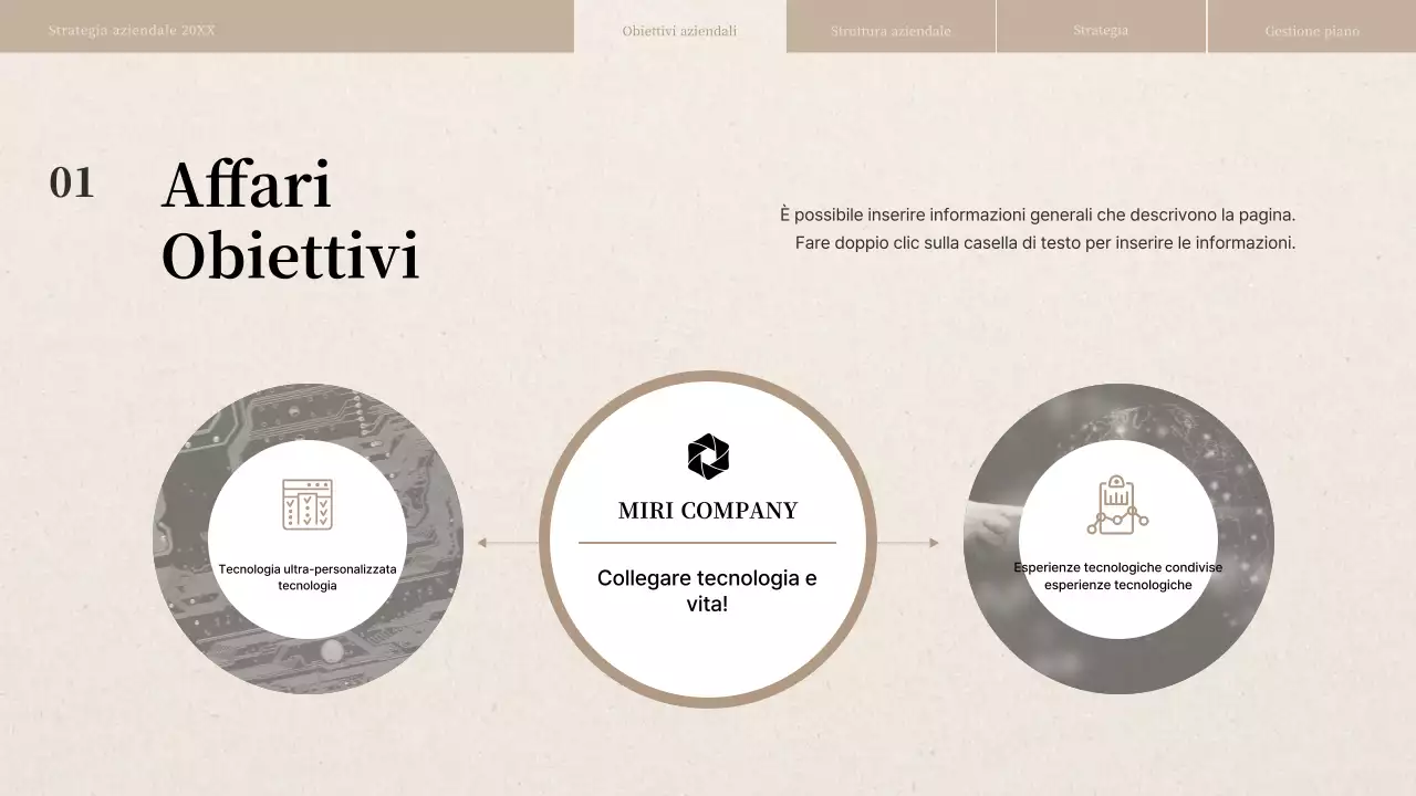 Relazione sulla strategia aziendale con texture di carta beige