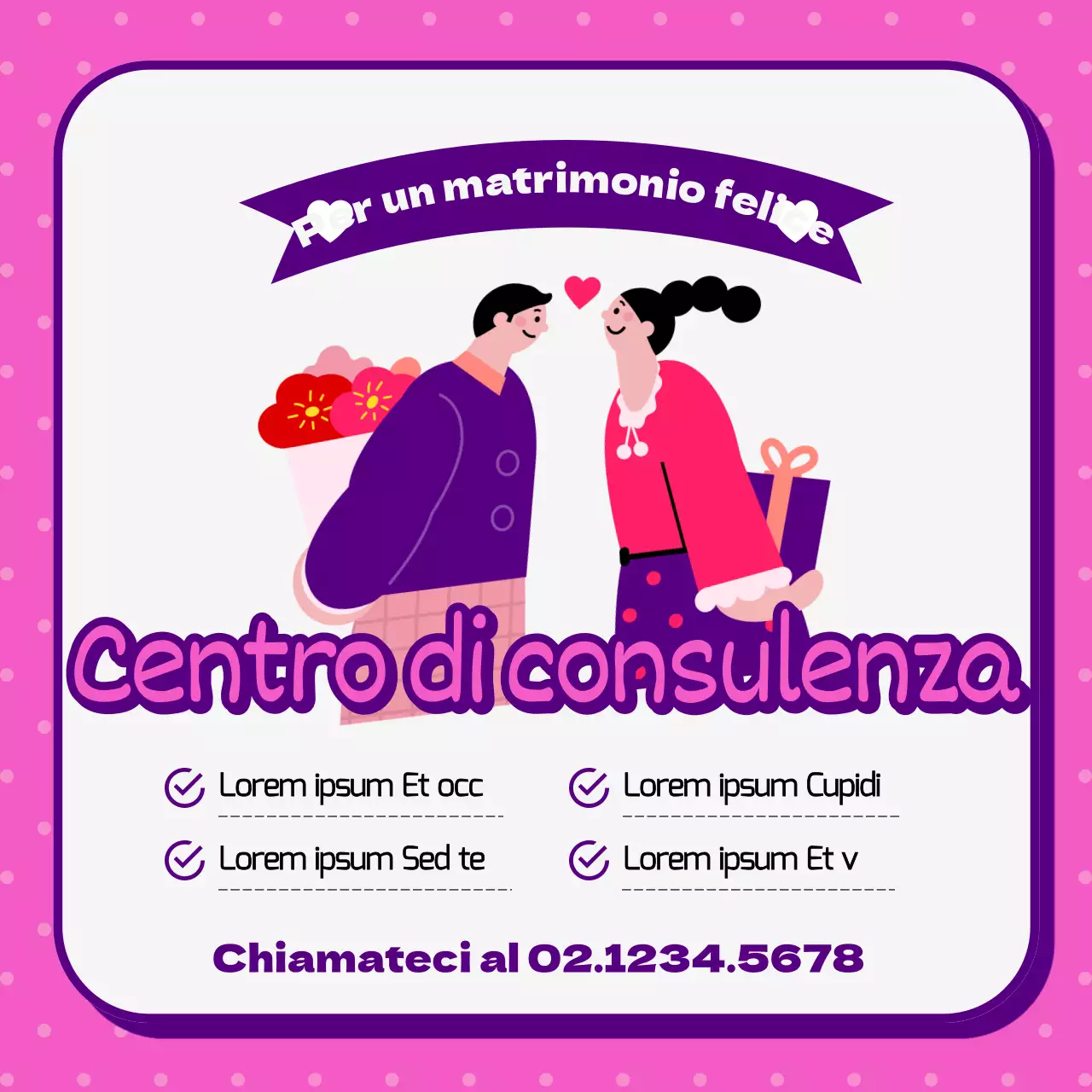 Promuovere una consulenza di coppia in rosa e viola