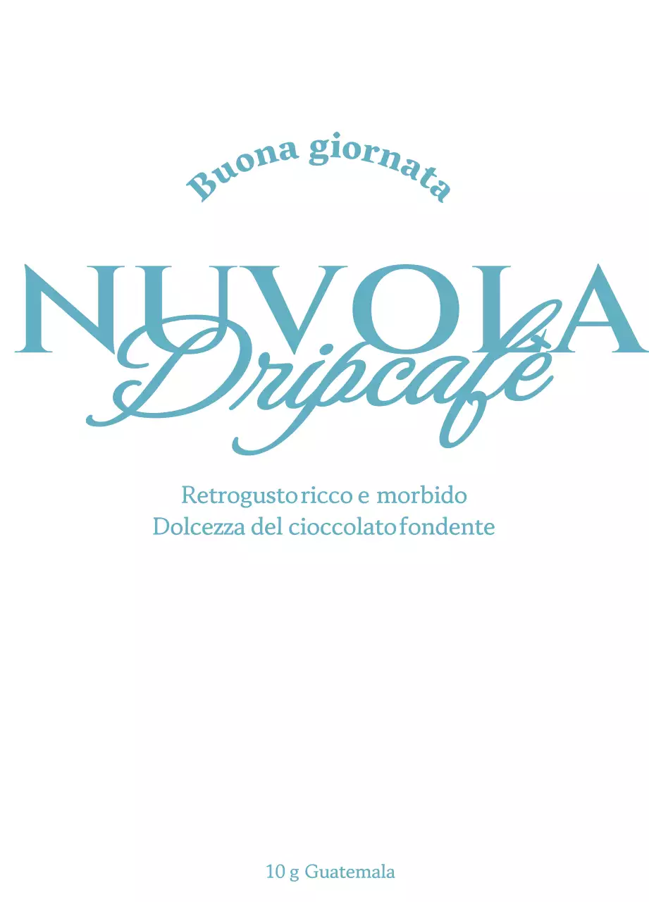 Semplici chicchi di caffè con accenti di testo blu chiaro e bianco