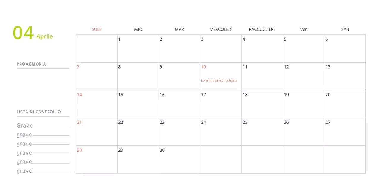 Simpatico calendario da tavolo illustrato verde a tema famiglia