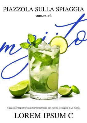 Promuovere una bevanda da caffè pulita e moderna in blu e chartreuse