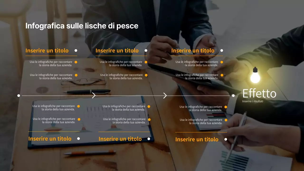 Semplice infografica aziendale a lisca di pesce in arancione