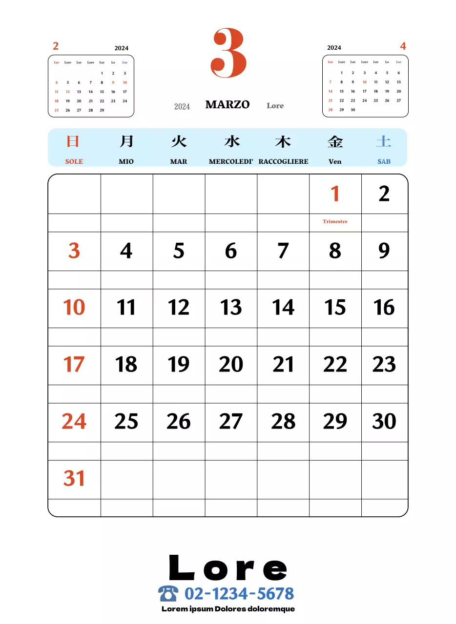 Sottobicchieri retrò rossi e blu calendario della memoria