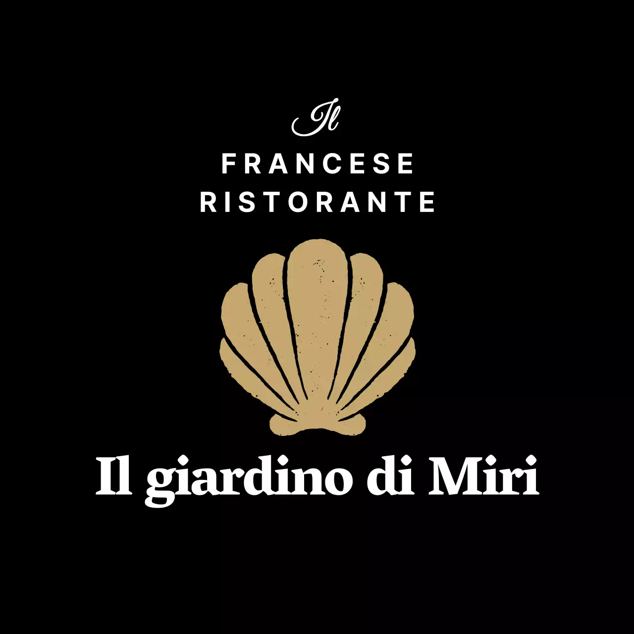Stile elegante e pulito in bianco e nero per la segnaletica del logo del ristorante