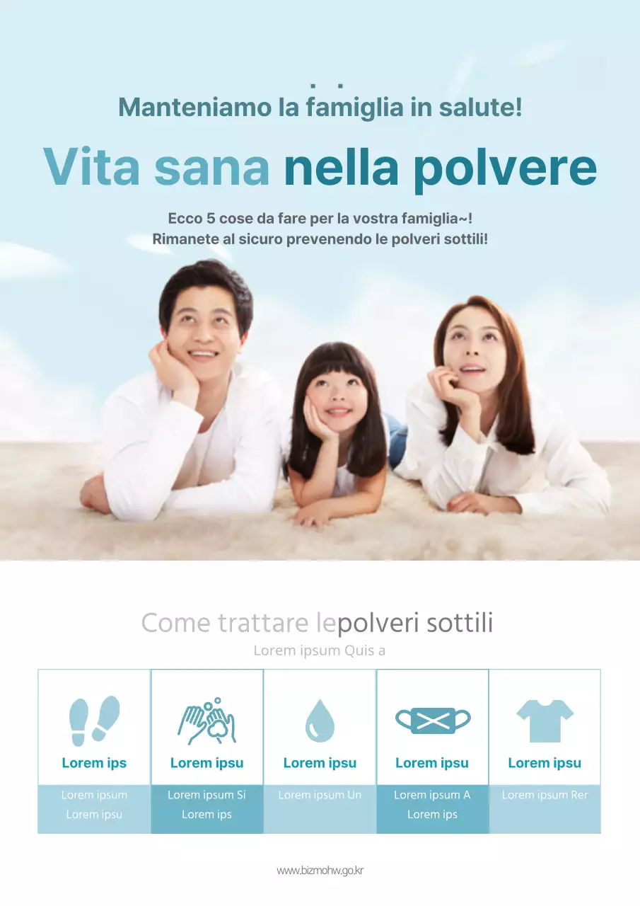 Un semplice volantino azzurro per una campagna di prevenzione delle polveri sottili.