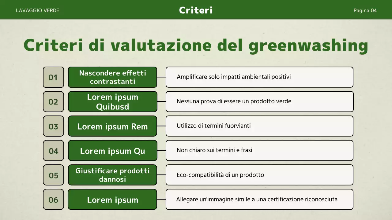 Una semplice presentazione in verde con colori verdi