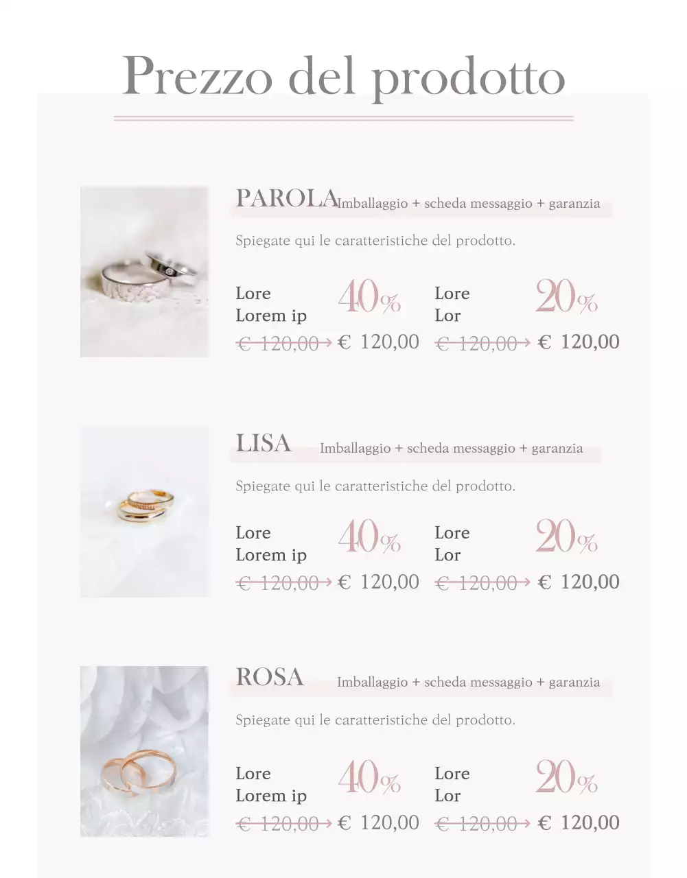 Pagina di dettaglio dei gioielli