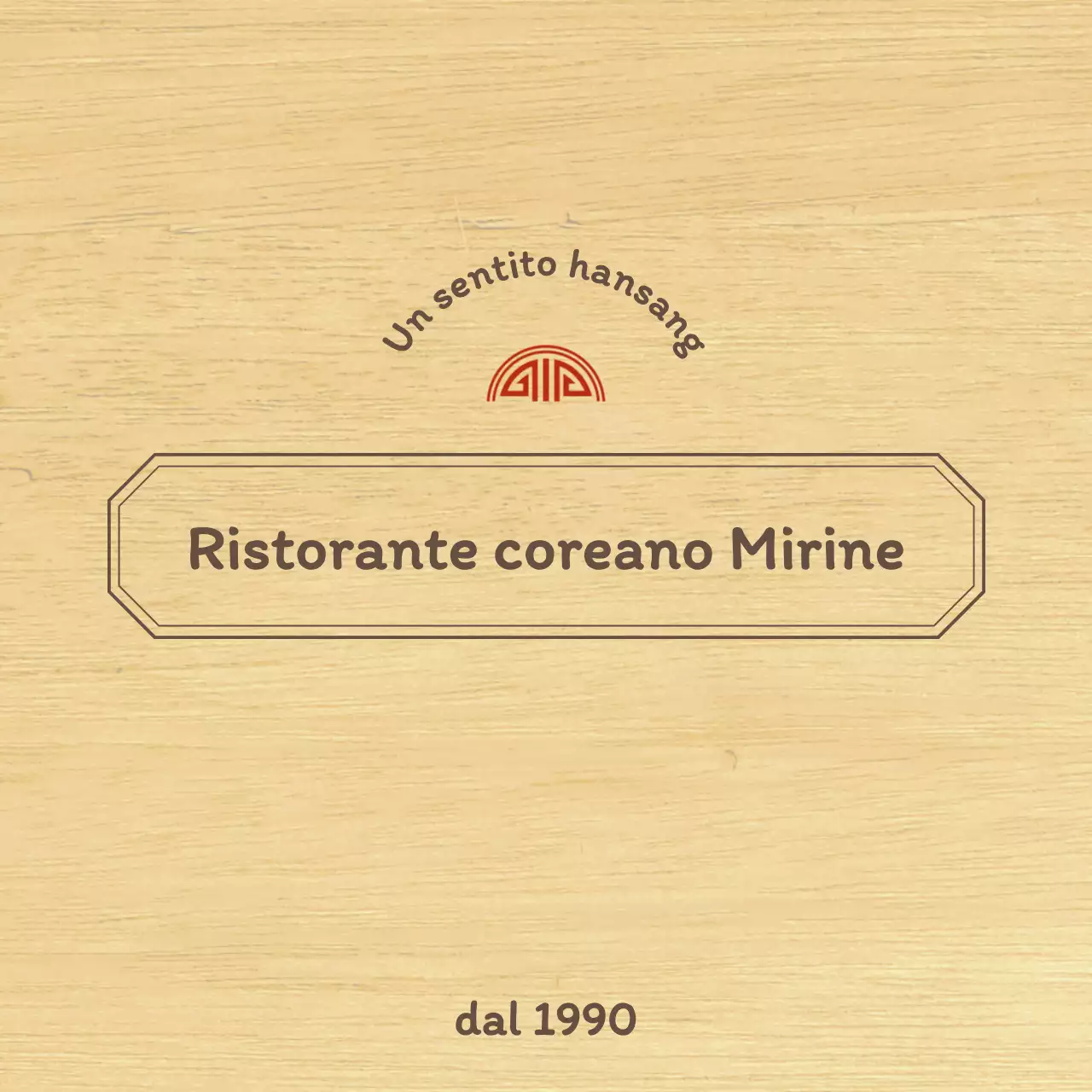 Design di un ristorante coreano con un bordo concettuale pulito in marrone e rosso