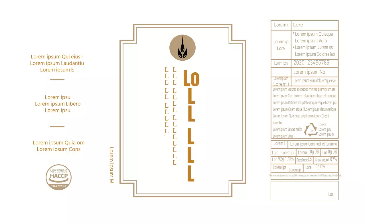 Etichetta informativa sull'olio di perilla retro bianco beige