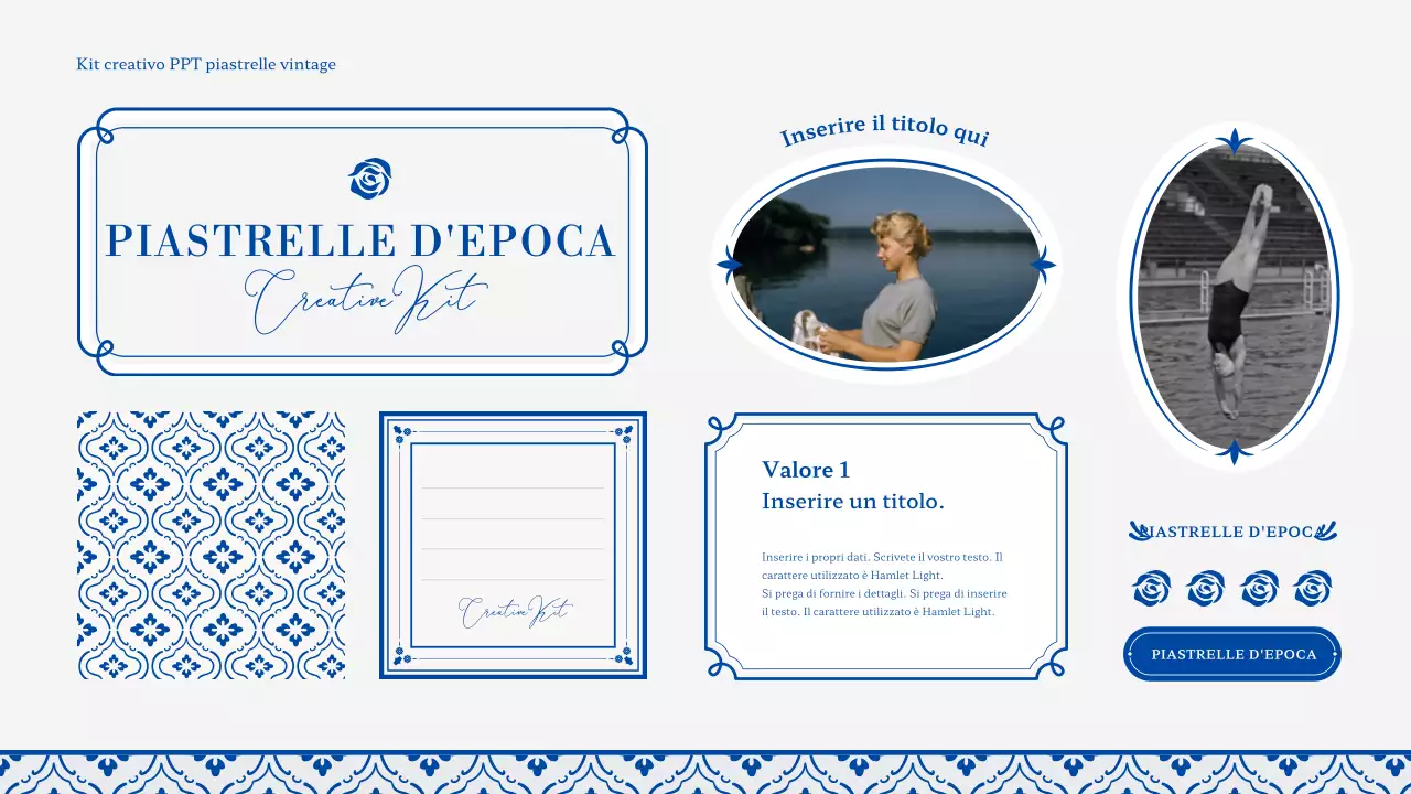 Stile vintage con piastrelle blu