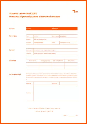 Curriculum invernale per stagisti con una semplice combinazione di colori arancioni