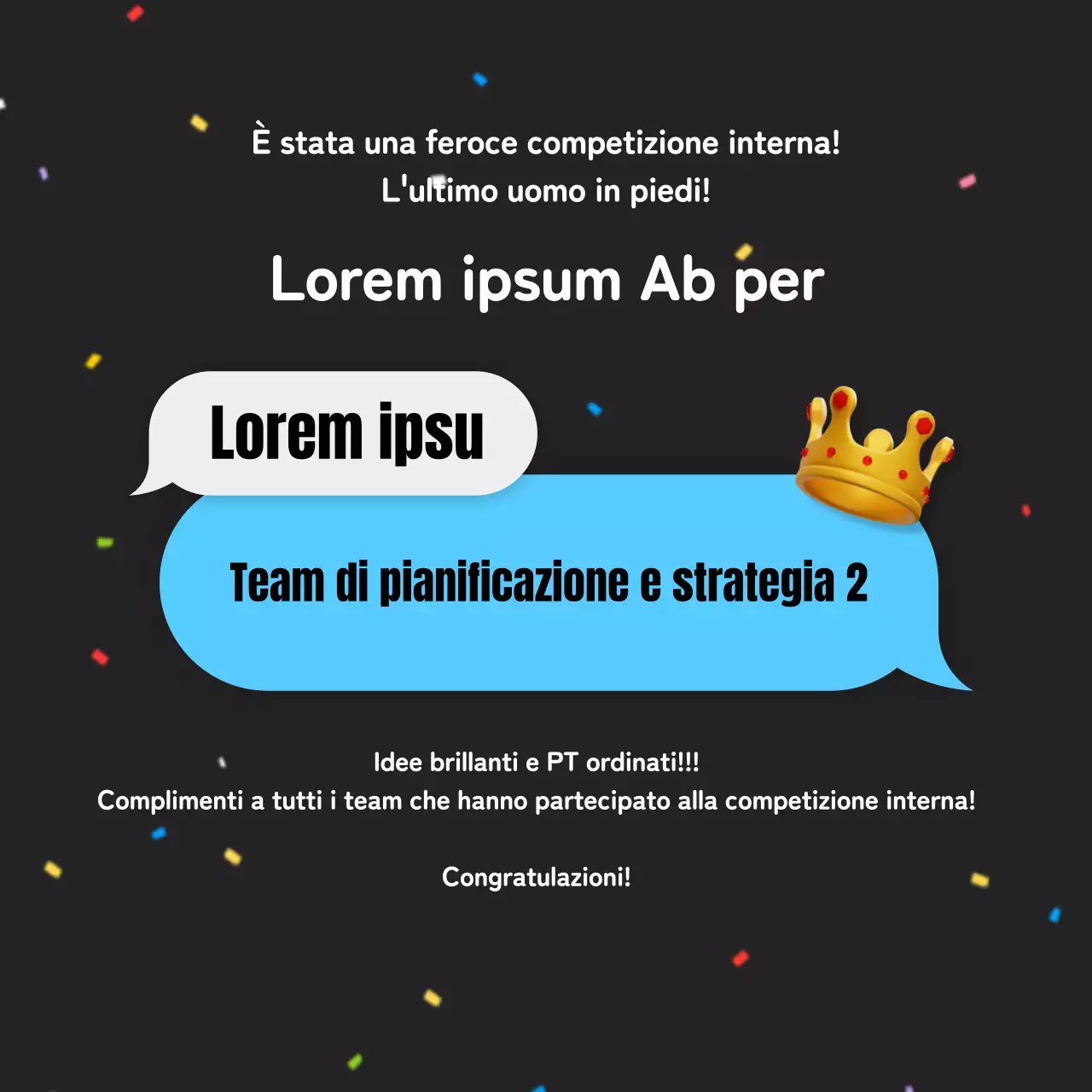 Annuncio dei risultati di un concorso interno per un simpatico concept blu e giallo