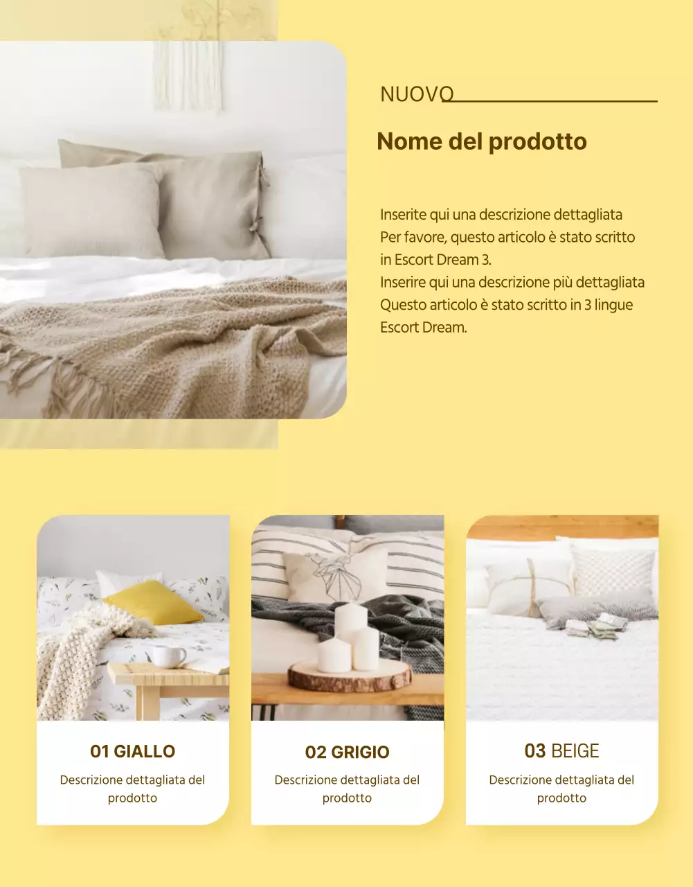 Pagina dei dettagli dell'evento giallo primaverile