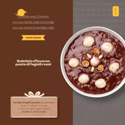 Solstizio d'inverno Porridge di fagioli rossi con sfondo marrone e tradizionale