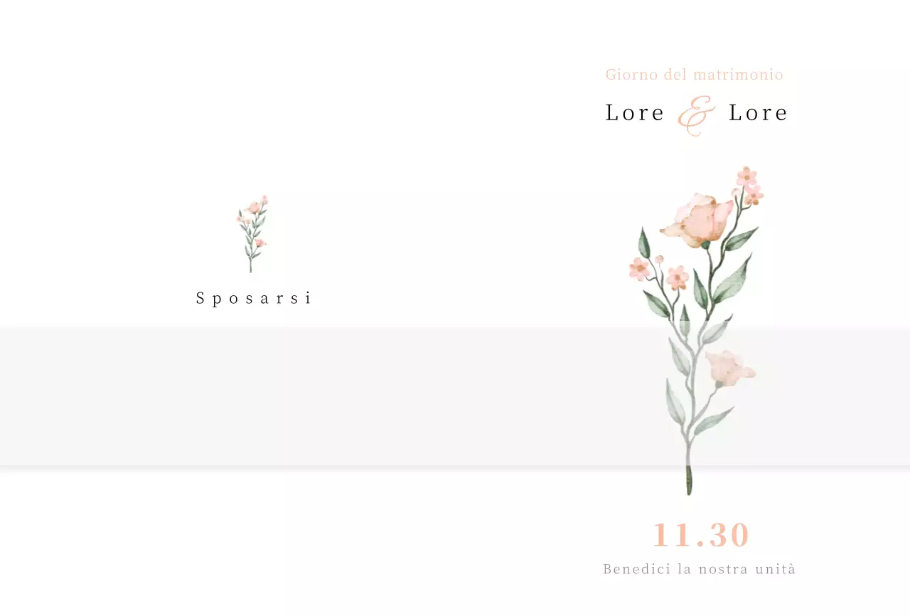 Partecipazione di nozze con illustrazione di fiori rosa ad acquerello