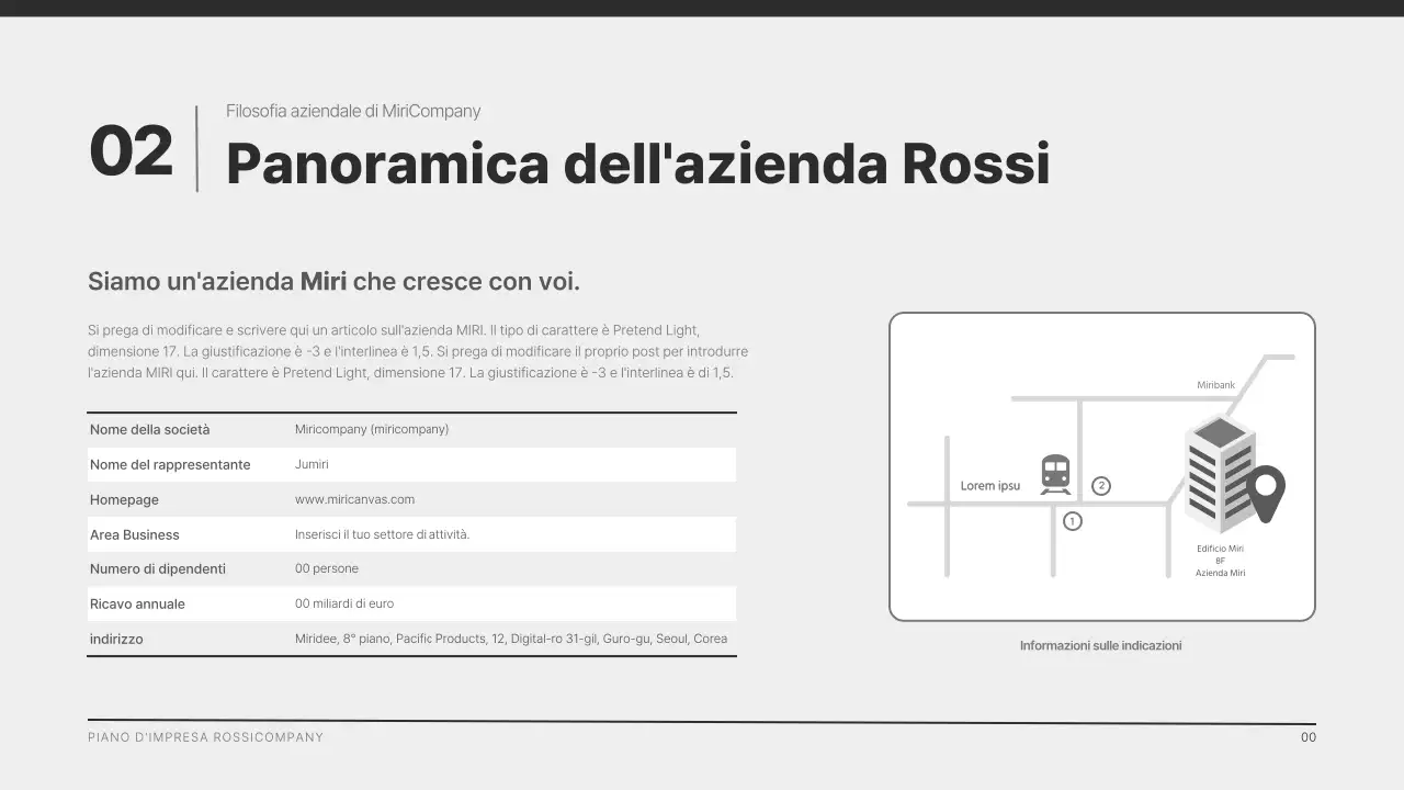 Un profilo aziendale moderno in nero e grigio