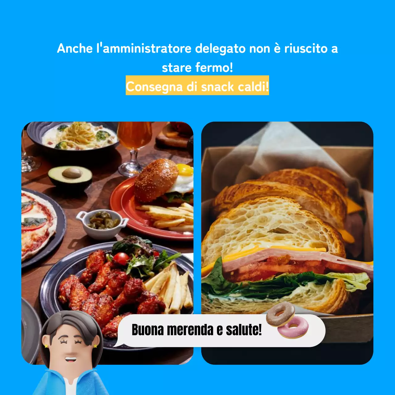 Annuncio dei risultati di un concorso interno per un simpatico concept blu e giallo