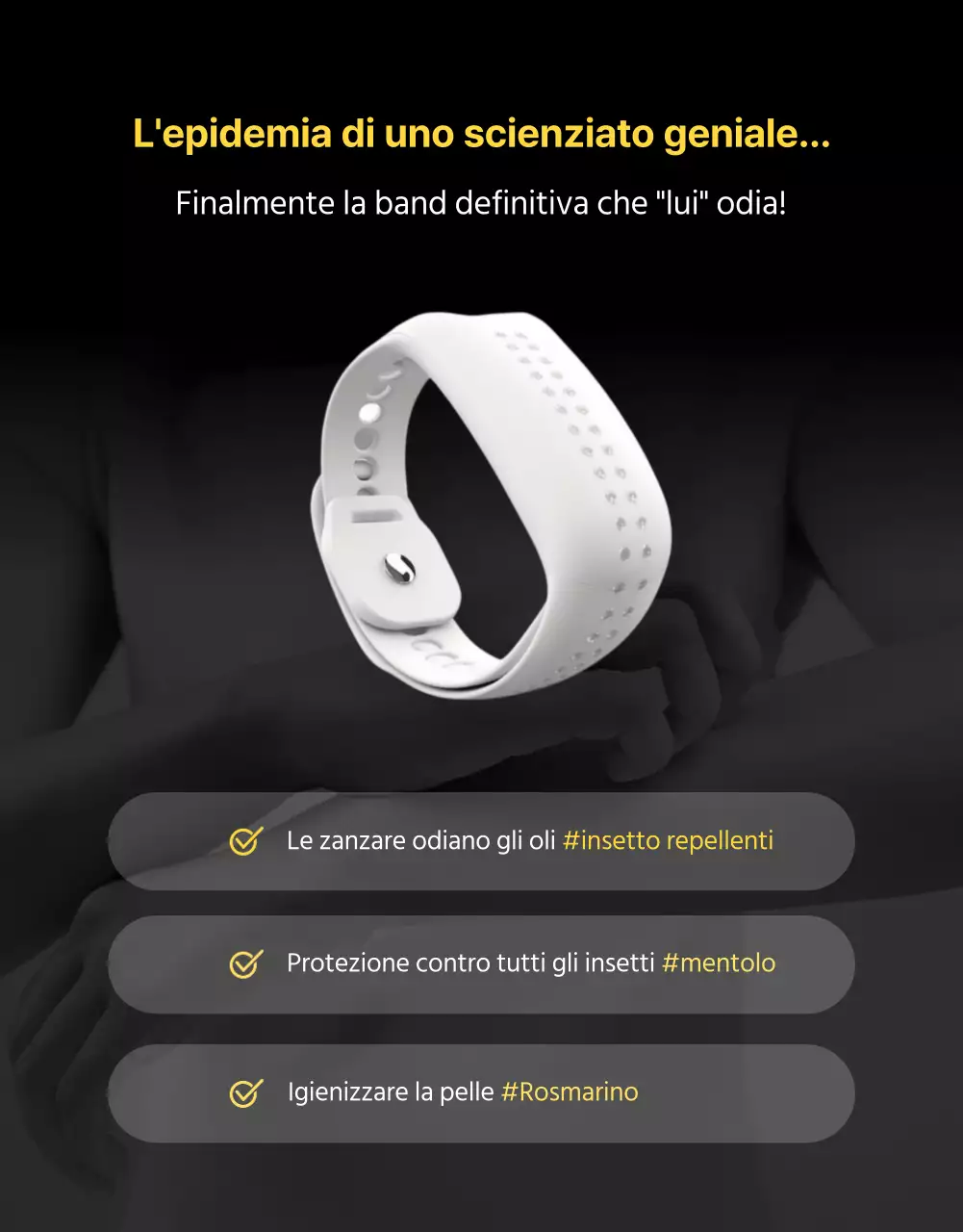 Promuovere i prodotti antizanzare con un look scuro, simile a un poster cinematografico.