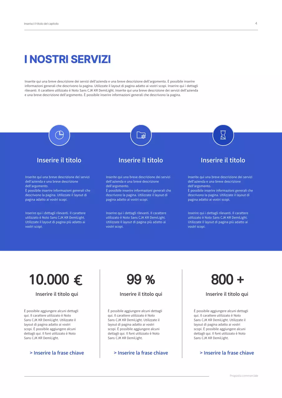 Proposta commerciale di concetto semplice in blu