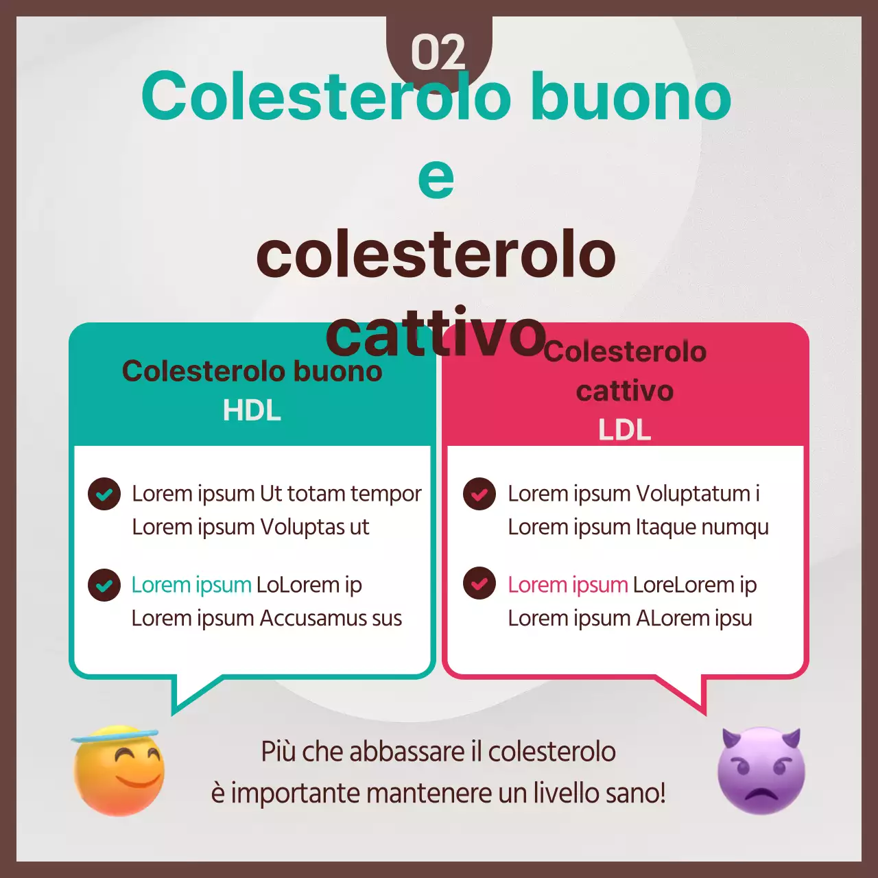 Colesterolo rosa scuro e color menta