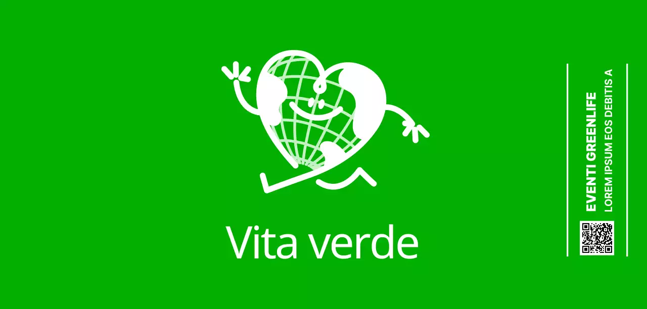 Promuovete un campo ecologico con un simpatico personaggio della terra a forma di cuore di colore verde.