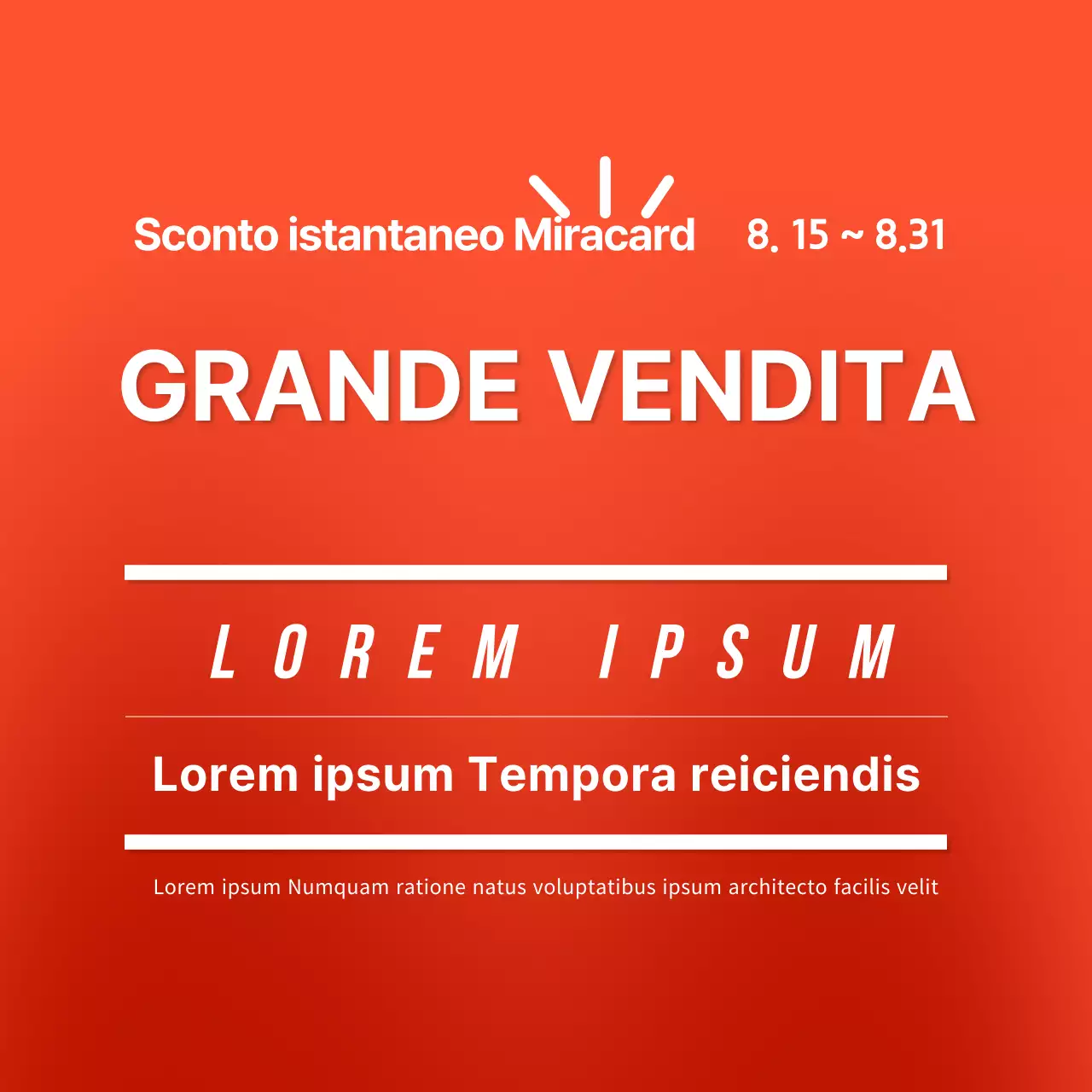 Biglietto semplice grande vendita social media piazza con tipografia arancione