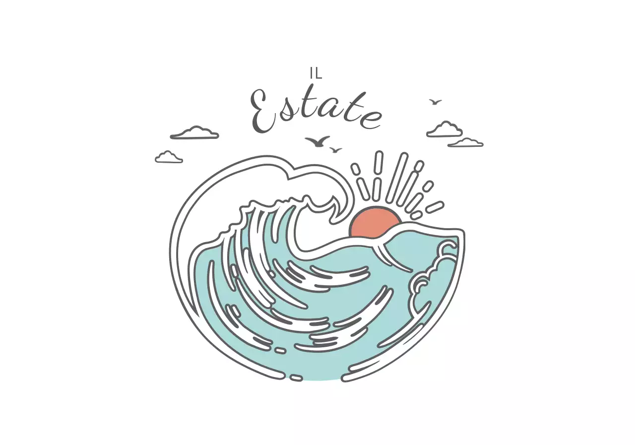 Illustrazioni di onde e calligrafia