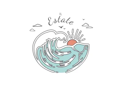 Illustrazioni di onde e calligrafia