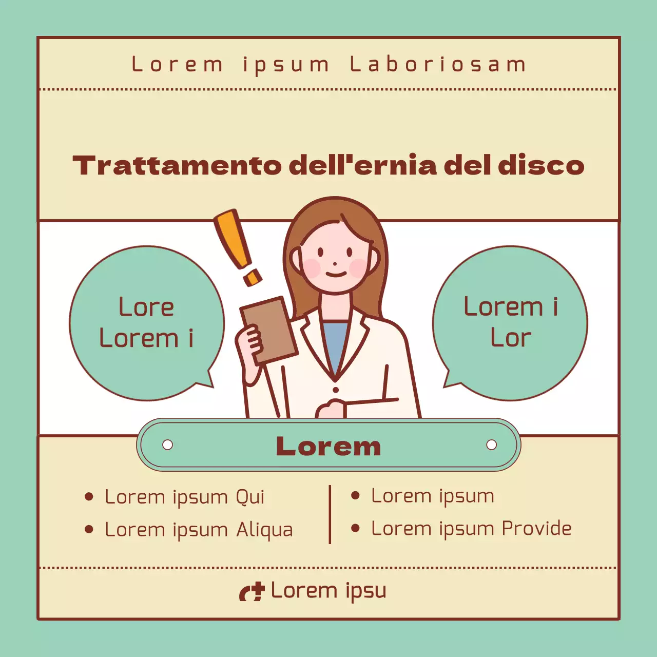 Informazioni sul disco lombare con elementi della barra di ricerca color menta e beige