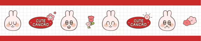 Modello di illustrazione di coniglietto rosso e bianco in stile tenero e simpatico