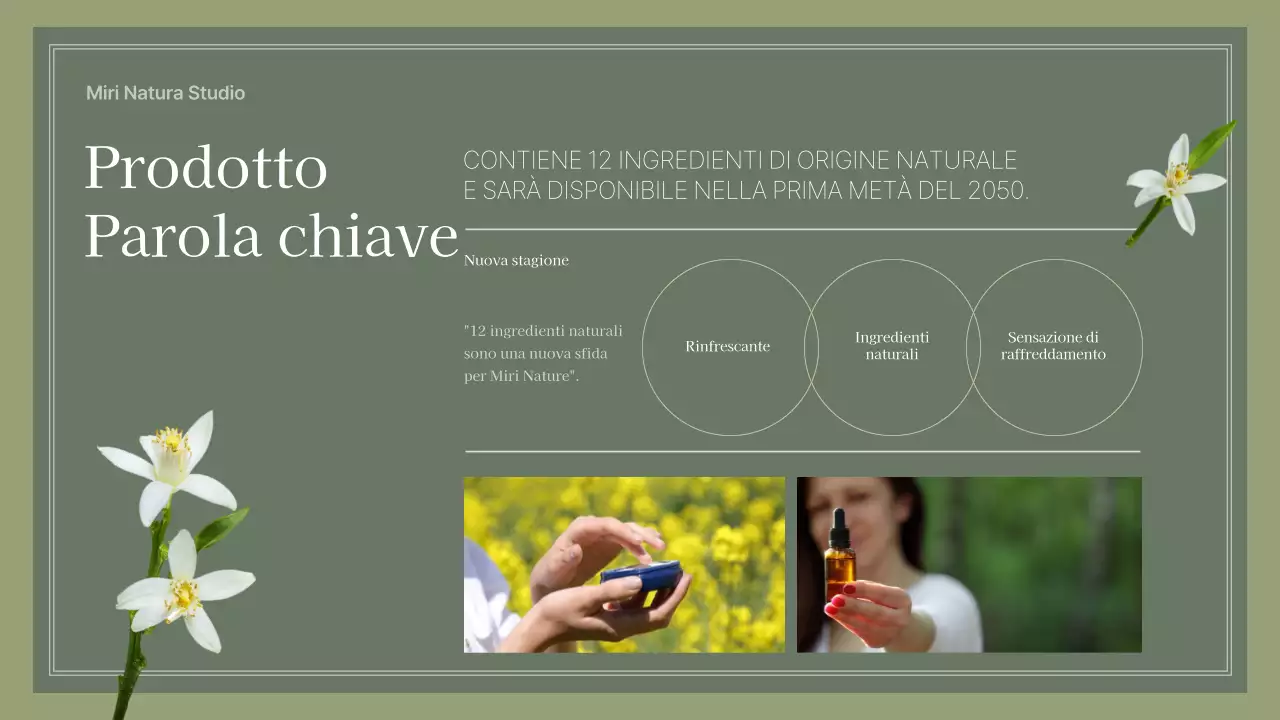 Scheda concettuale di cosmetica con tema la natura verde